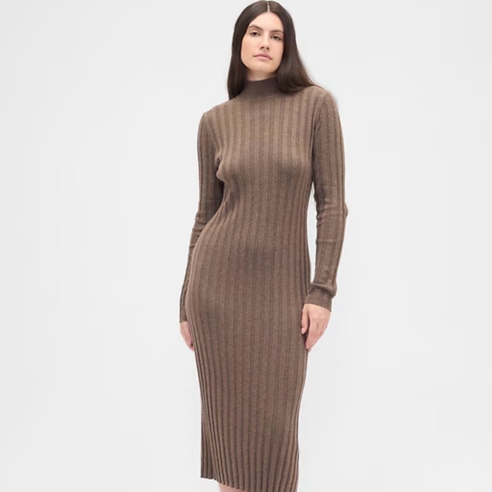 GAP Brown Ribbed Midi Dress